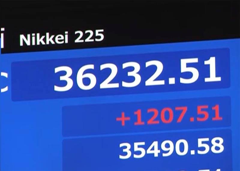 1200円以上値上がりした日経平均